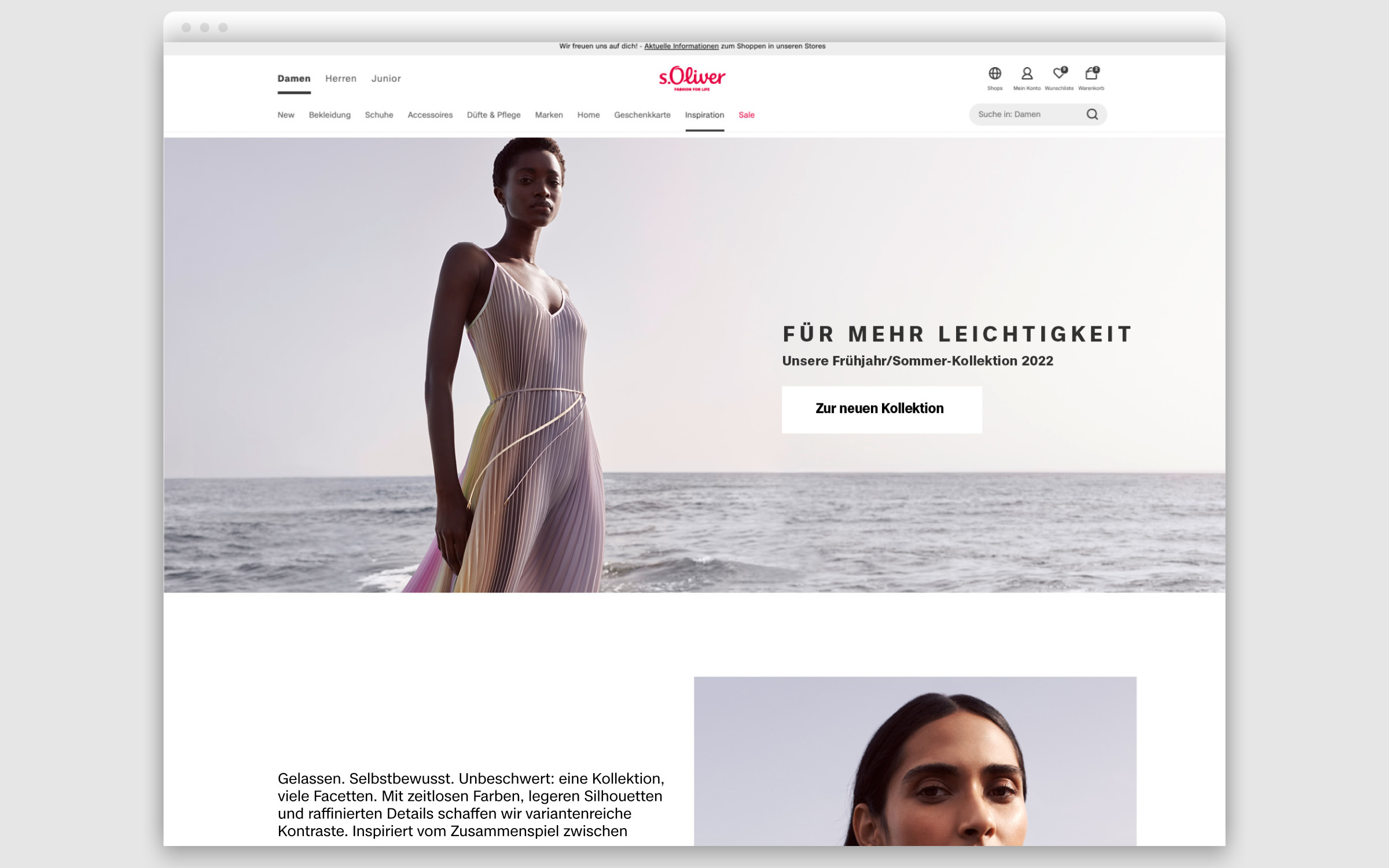 Fontwerk’s Case™ typeface in use for the fashion brand s.Oliver – Website