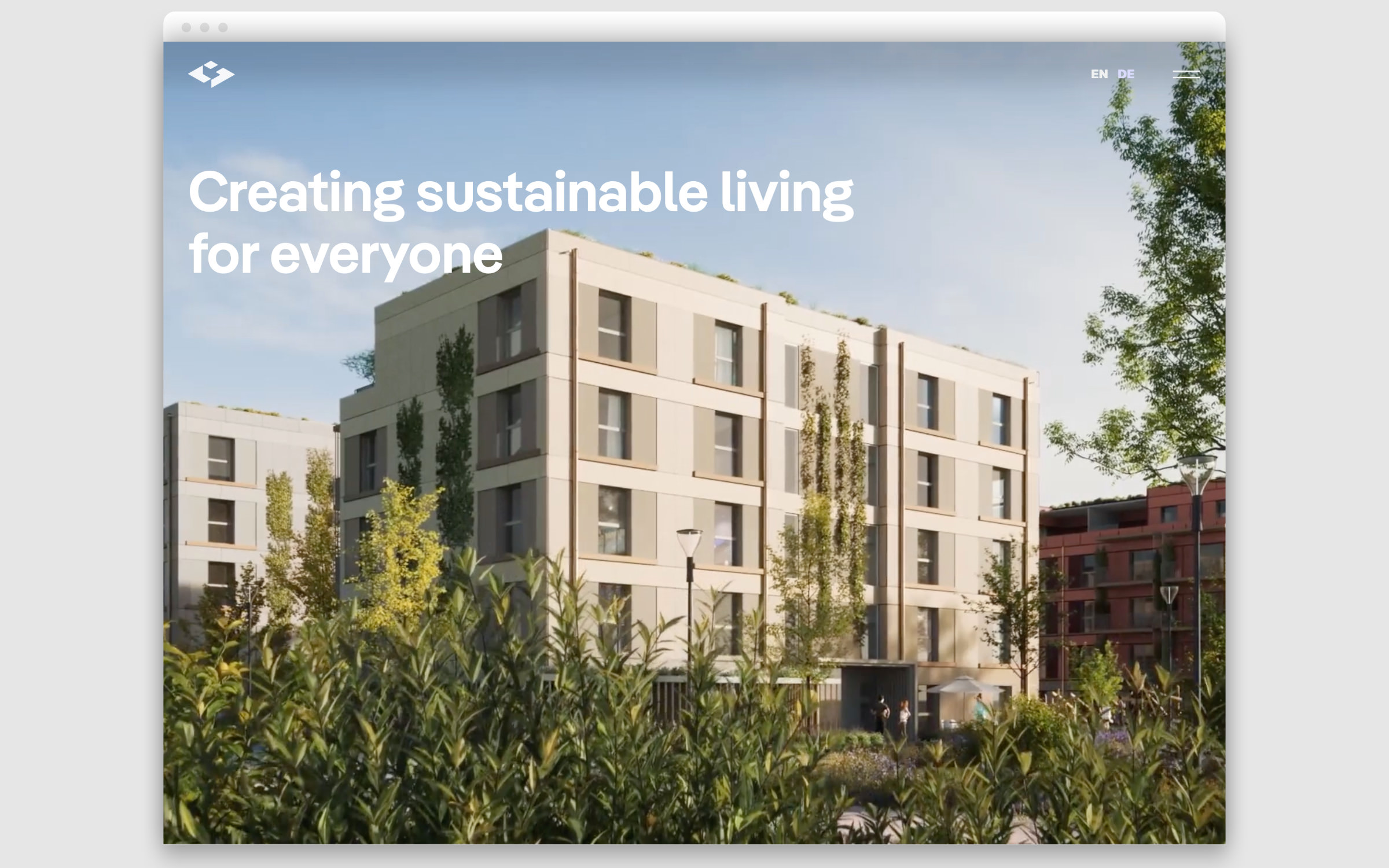 Die Schriftsippe Pangea im Einsatz als Hausschrift für das nachhaltige Immobilienstartup GROPYUS – Screenshot Website