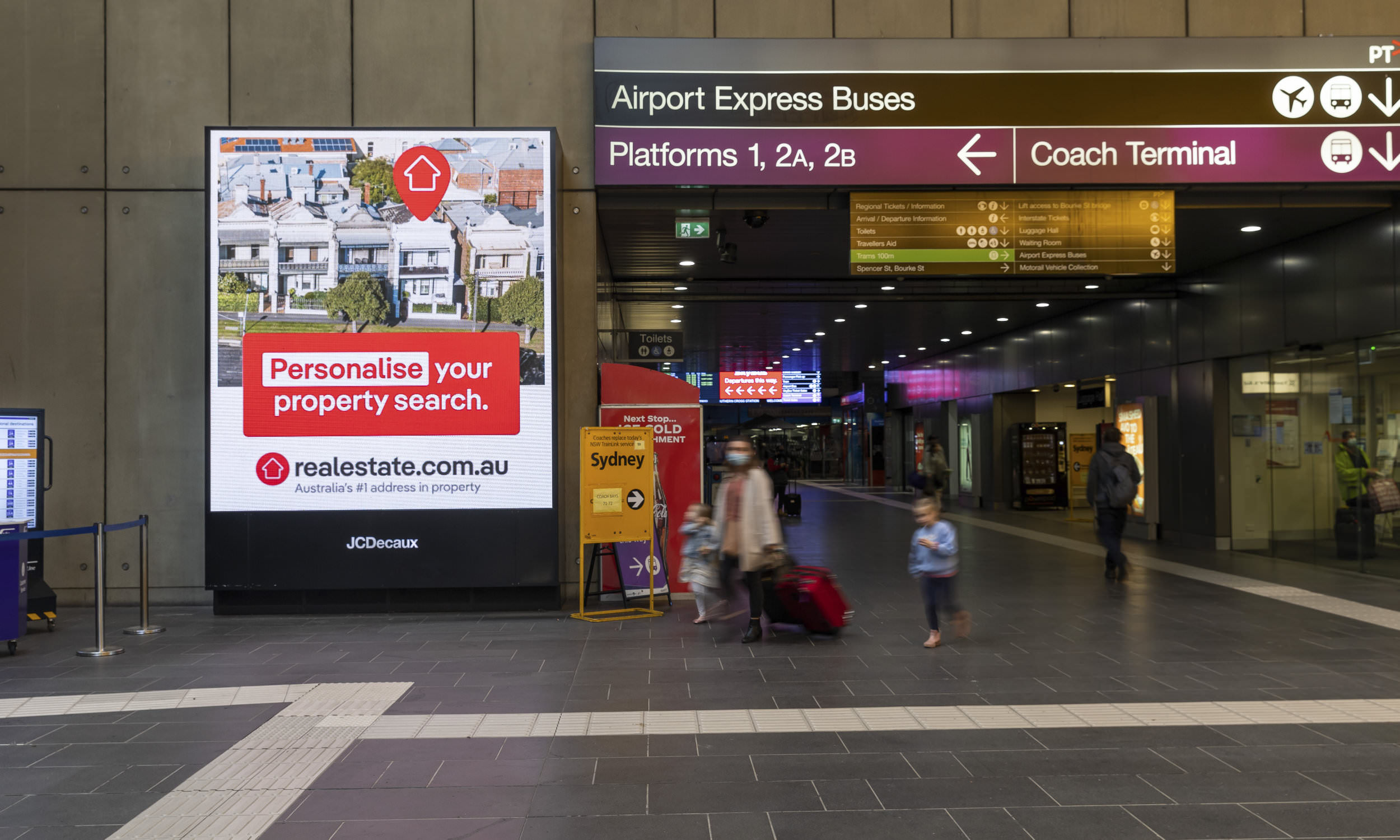 Fonts in Use: Pangea for realestate.com.au, Australia’s number one in property (Train station: Sydney Central Railway Station)