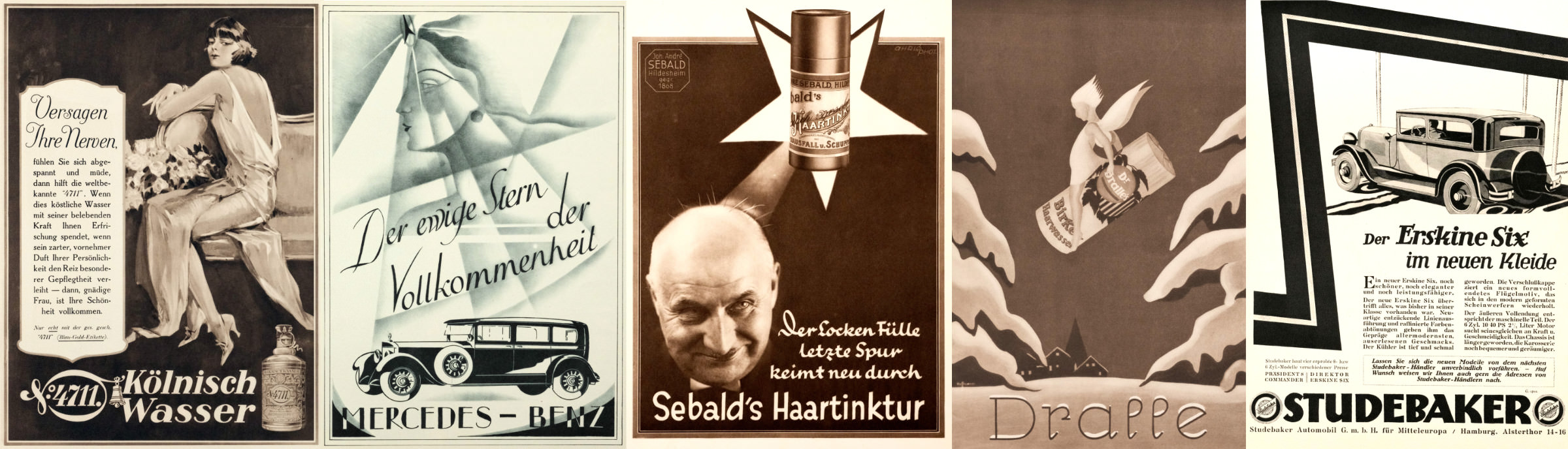 Typical ad campaigns from the time of the standardization work with very different, mostly artistic type styles