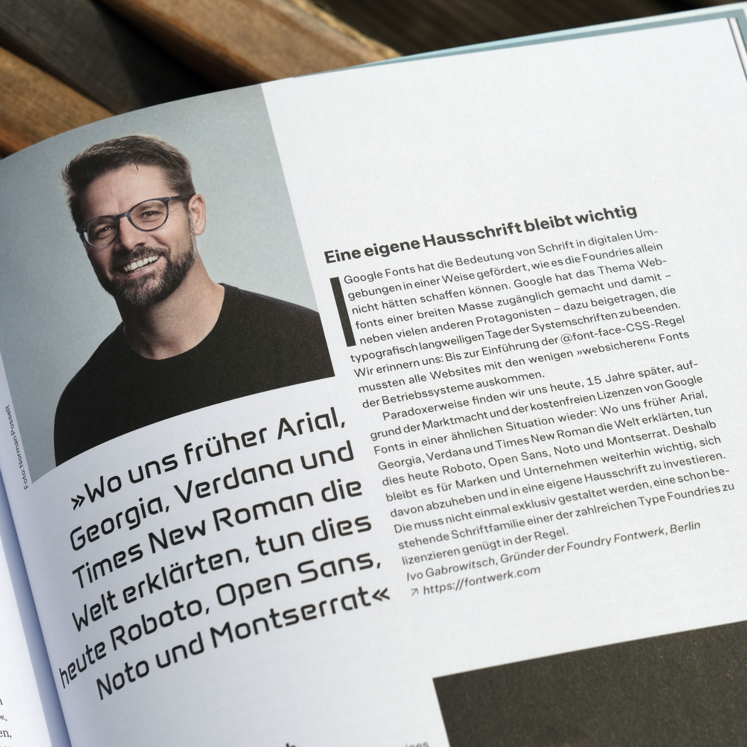 Our founder, Ivo Gabrowitsch, in PAGE 01.2024