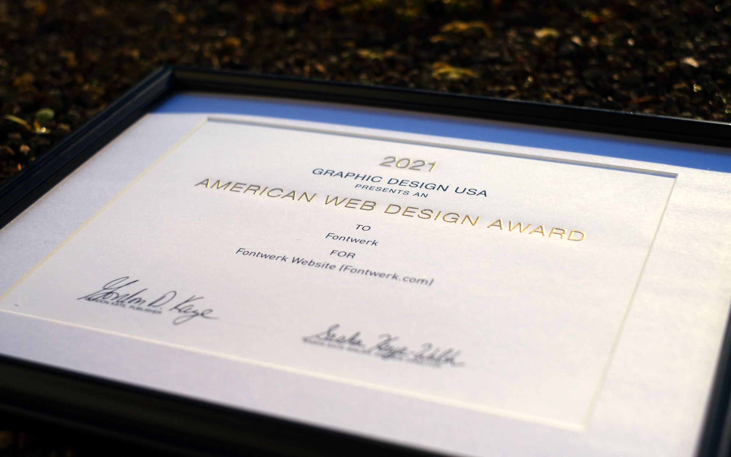 We are over the moon that Fontwerk.com has been awarded an American Web Design Award in their 21st awards showcase.