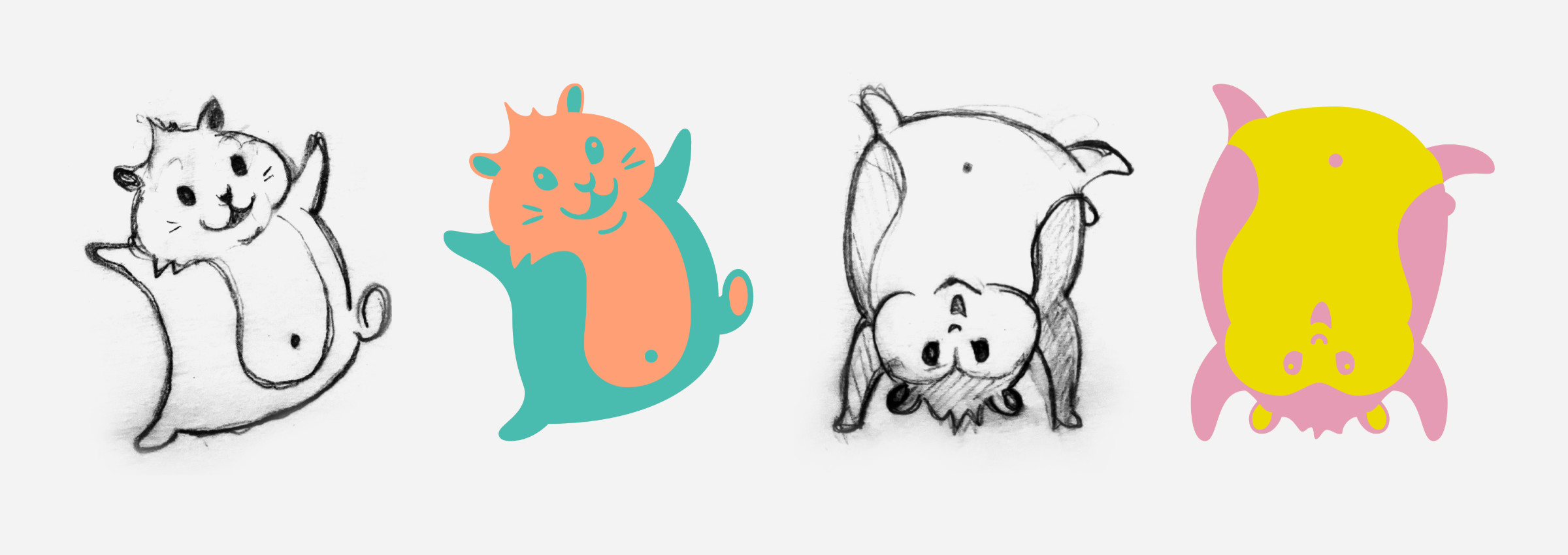 Illustrator Laurie Schmitt drew five hamster character, that are included in the fonts.